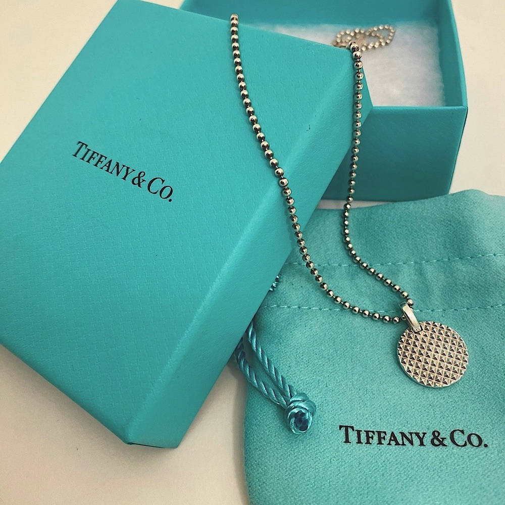 Tiffany & Co. Diamond Point Circle Pendant Sterling Silver Men’s Necklace
